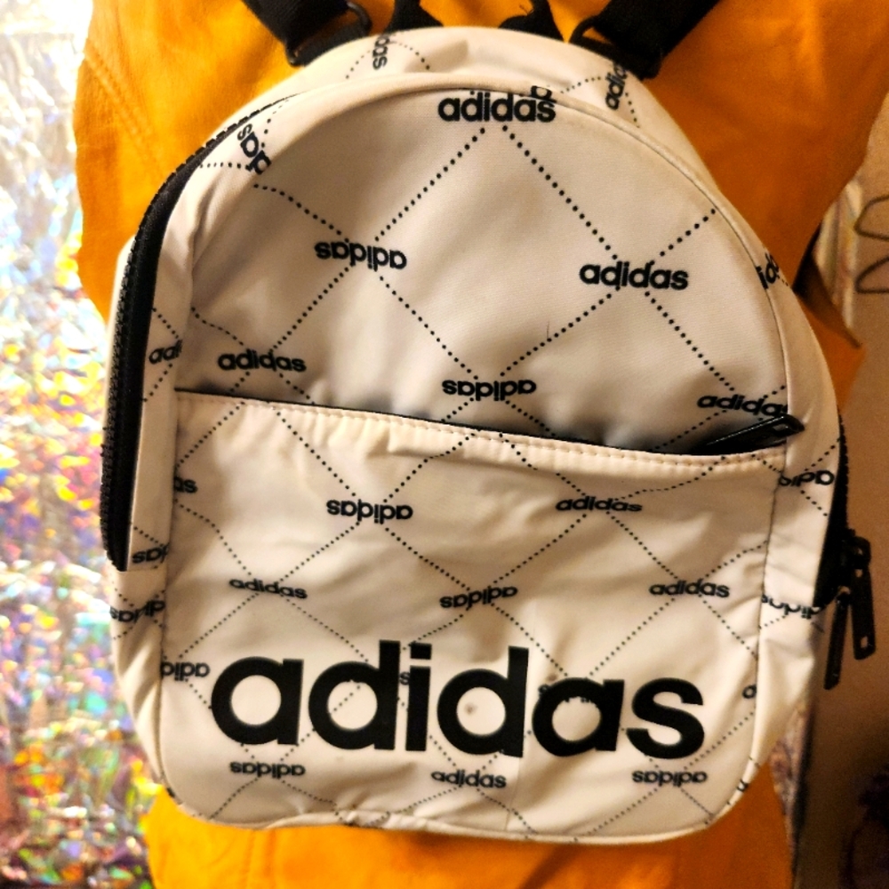 White Adidas all over print mini backpack